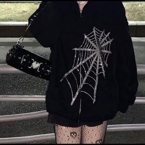 Spiderweb Zip Up Hoodie